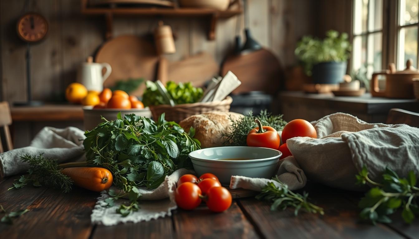 Ingredients prepared for a simple home dinner
